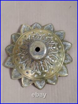 Antique Religous Gold Brass Gothic Church Altar Candlestick Holder USED