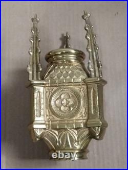 Antique Religous Gold Brass Gothic Church Altar Candlestick Holder USED
