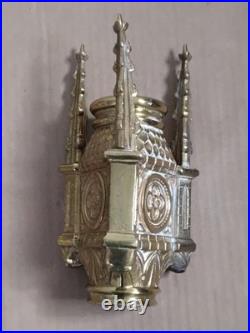 Antique Religous Gold Brass Gothic Church Altar Candlestick Holder USED