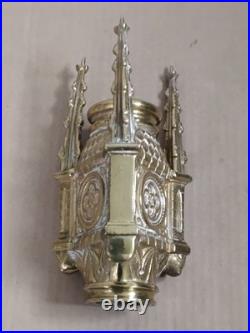 Antique Religous Gold Brass Gothic Church Altar Candlestick Holder USED