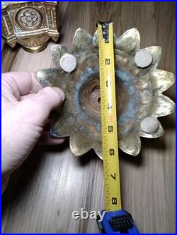 Antique Religous Gold Brass Gothic Church Altar Candlestick Holder USED