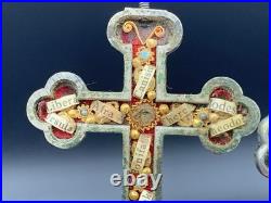 Antique? Reliquary 10 Saints Relics Religious Pectoral Crucifix Cross Pendant