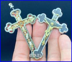 Antique? Reliquary 10 Saints Relics Religious Pectoral Crucifix Cross Pendant