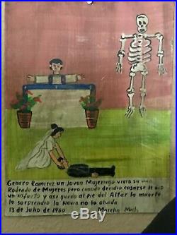Antique Retablo Ex-Voto Painting on Mexican Spanish Colonial Religious Art 6X8