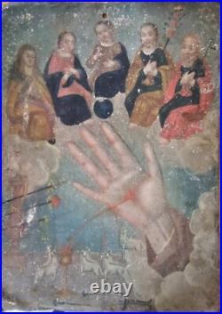 Antique Retablos Religious Figures Oil On Tin Antique Retablos Religious Figures Oil On Tin