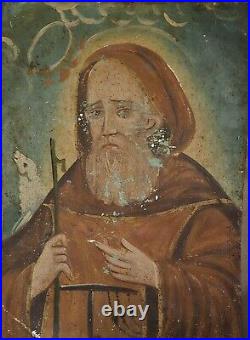 Antique Retablos Religious Figures Oil on Tin