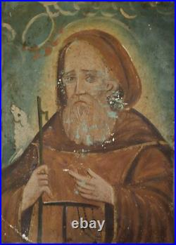 Antique Retablos Religious Figures Oil on Tin