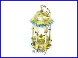 Antique Ritual Bath 14k Yellow Gold Turquoise Beads Pendant Charm