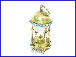 Antique Ritual Bath 14k Yellow Gold Turquoise Beads Pendant Charm