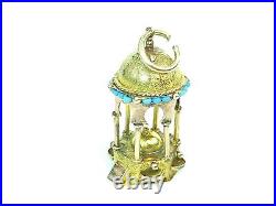 Antique Ritual Bath 14k Yellow Gold Turquoise Beads Pendant Charm