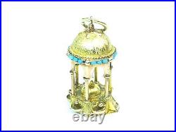 Antique Ritual Bath 14k Yellow Gold Turquoise Beads Pendant Charm