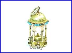 Antique Ritual Bath 14k Yellow Gold Turquoise Beads Pendant Charm