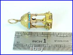 Antique Ritual Bath 14k Yellow Gold Turquoise Beads Pendant Charm