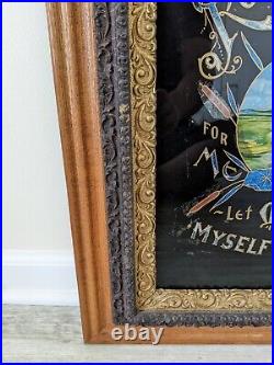 Antique Rock Of Ages Reverse Glass Painting Foiled Tinsel Religious Folk Art