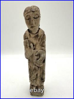 Antique Romanesque Medieval Stone Carved Religious Figure