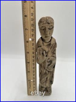 Antique Romanesque Medieval Stone Carved Religious Figure