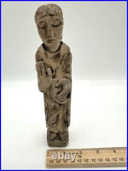 Antique Romanesque Medieval Stone Carved Religious Figure