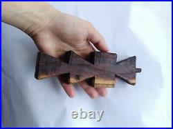 Antique Romanian old religious holy bread wood seal Prosphora stamp traditional