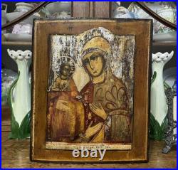 Antique Russian Icon Mother of God Three-Handed 10.4x8.7 Religious Collectible Antique Russian Icon Mother of God Three-Handed 10.4x8.7 Religious Collectible