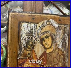 Antique Russian Icon Mother of God Three-Handed 10.4x8.7 Religious Collectible Antique Russian Icon Mother of God Three-Handed 10.4x8.7 Religious Collectible