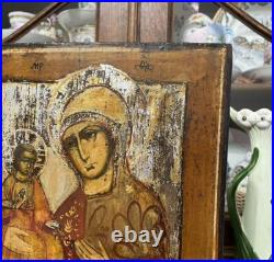 Antique Russian Icon Mother of God Three-Handed 10.4x8.7 Religious Collectible Antique Russian Icon Mother of God Three-Handed 10.4x8.7 Religious Collectible