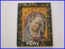 Antique Russian Madonna Painting Religious Icon Art Deco Era 1920's Oil Old