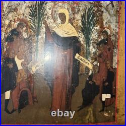 Antique Russian Religious Icon Grieving Holy Mother Of God, 13.5x12
