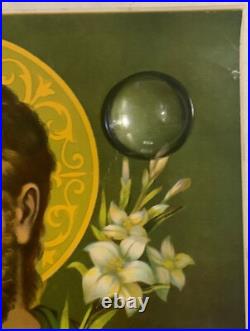 Antique ST. JOSEPH Sacred Heart Of Jesus Lithograph Poster Print 16 x 20