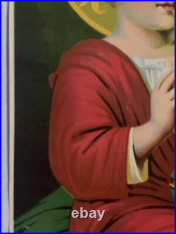 Antique ST. JOSEPH Sacred Heart Of Jesus Lithograph Poster Print 16 x 20 Antique ST. JOSEPH Sacred Heart Of Jesus Lithograph Poster Print 16 x 20