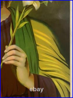 Antique ST. JOSEPH Sacred Heart Of Jesus Lithograph Poster Print 16 x 20