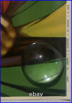 Antique ST. JOSEPH Sacred Heart Of Jesus Lithograph Poster Print 16 x 20