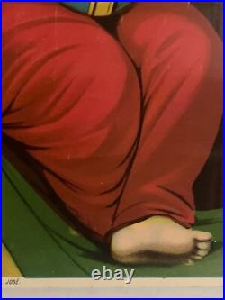 Antique ST. JOSEPH Sacred Heart Of Jesus Lithograph Poster Print 16 x 20