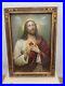 Antique-Sacred-Heart-Jesus-Hand-Made-Framed-Religious-Dated-1908-30-s-01-obj