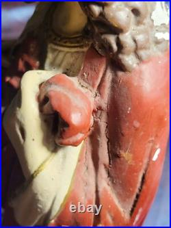 Antique Sacred Heart Of Jesus Statue 21 Painted Plaster Religious Statuary