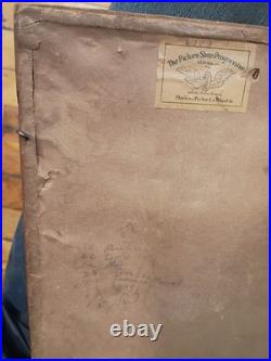 Antique Sacred Heart of Jesus Hand-Colored Engraving Framed 19th Century Gauche