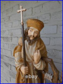 Antique SainT Erasmus Elmo Formia wood carved religious statue figurine