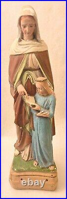 Antique Saint Anne Statue Child Mary Ferrari Arrighetti Religious Statue 21