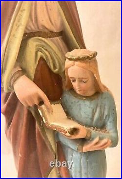 Antique Saint Anne Statue Child Mary Ferrari Arrighetti Religious Statue 21