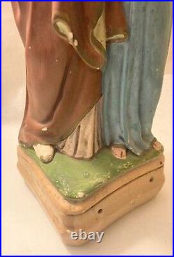 Antique Saint Anne Statue Child Mary Ferrari Arrighetti Religious Statue 21