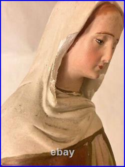 Antique Saint Anne Statue Child Mary Ferrari Arrighetti Religious Statue 21