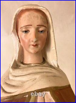 Antique Saint Anne Statue Child Mary Ferrari Arrighetti Religious Statue 21