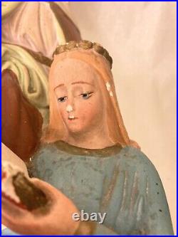 Antique Saint Anne Statue Child Mary Ferrari Arrighetti Religious Statue 21