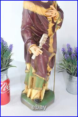 Antique Saint BLASIUS bishop chalk figurine statue religious