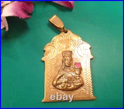 Antique Saint Barbara Medallion Pendant Virgin Mary, Madonna Stunning Piece Antique Saint Barbara Medallion Pendant Virgin Mary, Madonna Stunning Piece