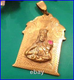 Antique Saint Barbara Medallion Pendant Virgin Mary, Madonna Stunning Piece Antique Saint Barbara Medallion Pendant Virgin Mary, Madonna Stunning Piece