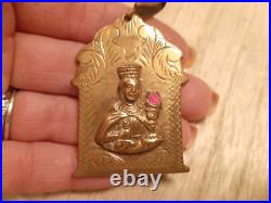 Antique Saint Barbara Medallion Pendant Virgin Mary, Madonna Stunning Piece Antique Saint Barbara Medallion Pendant Virgin Mary, Madonna Stunning Piece