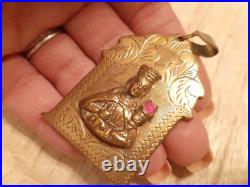 Antique Saint Barbara Medallion Pendant Virgin Mary, Madonna Stunning Piece Antique Saint Barbara Medallion Pendant Virgin Mary, Madonna Stunning Piece