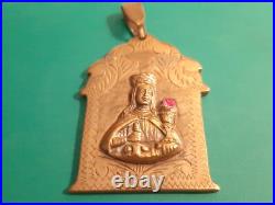 Antique Saint Barbara Medallion Pendant Virgin Mary, Madonna Stunning Piece Antique Saint Barbara Medallion Pendant Virgin Mary, Madonna Stunning Piece