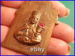 Antique Saint Barbara Medallion Pendant Virgin Mary, Madonna Stunning Piece Antique Saint Barbara Medallion Pendant Virgin Mary, Madonna Stunning Piece