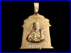 Antique Saint Barbara Medallion Pendant Virgin Mary, Madonna Stunning Piece Antique Saint Barbara Medallion Pendant Virgin Mary, Madonna Stunning Piece
